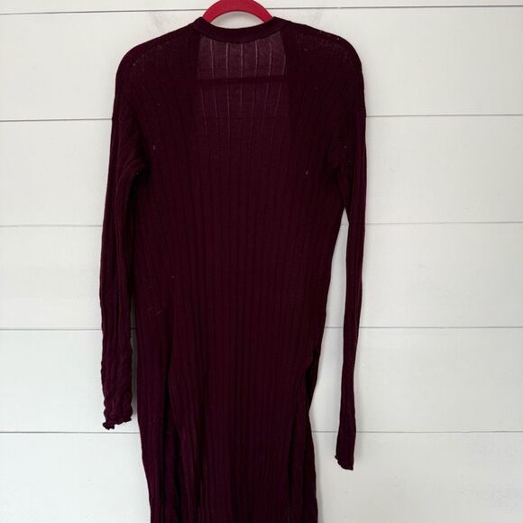 Free People Women’s Large Maroon Open Cardigan Sweater - Picture 5 of 7